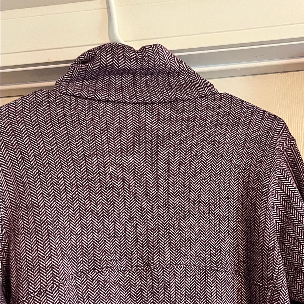 Purple Herringbone Zip-Front Women's Sweater Jacket - Picture 8 of 9